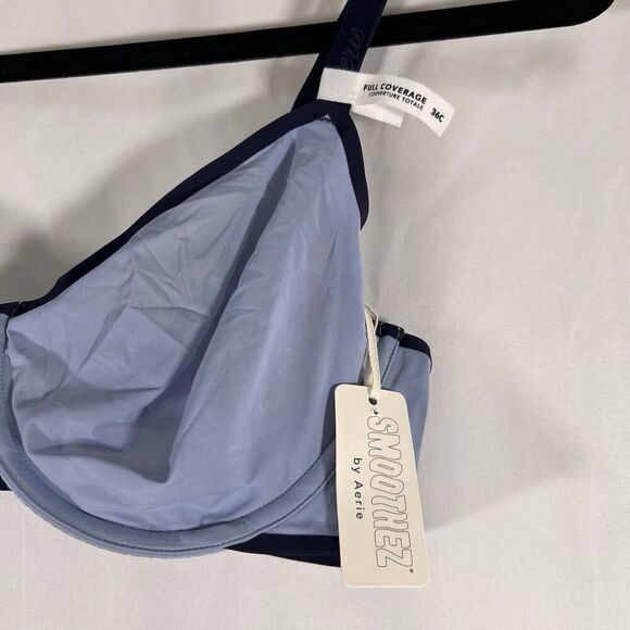New Smoothez Aerie Bralette Women's 36C Blue Sheer Hook Eye Underwire - Picture 2 of 7
